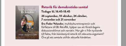 Vardagsretorik för demokratiska samtal 10 okt-5 dec Älmhult